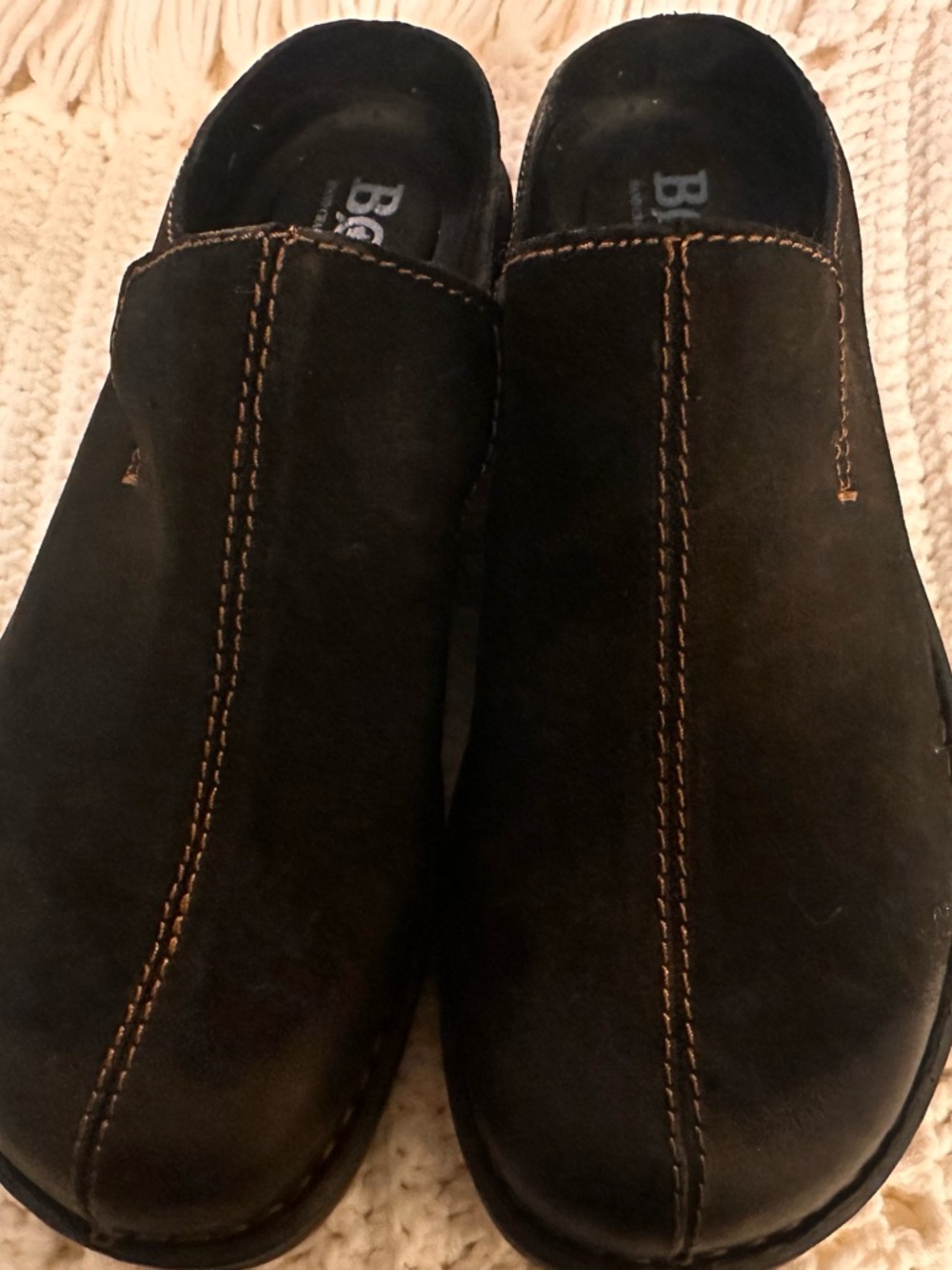 Born Men's Black Distressed Suede Slip-On Loafers with Contrast Stitching - Picture 10 of 13